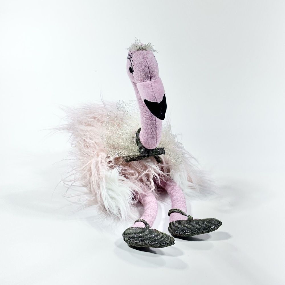 Anthropologie fluffy stuffed ballerina flamingo, NWT